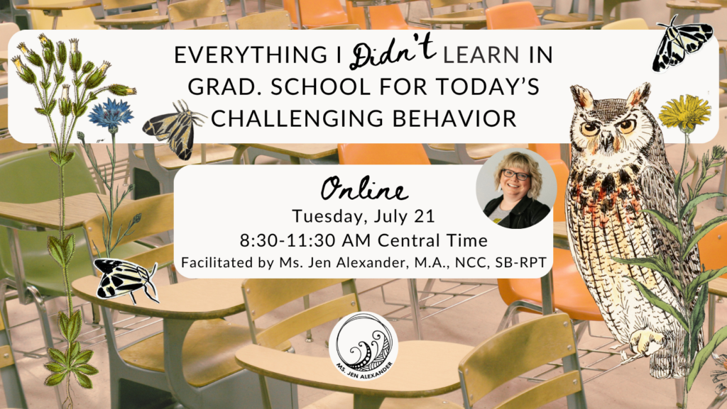 Training details for Everything I Didn't Learn in Grad. School for Today's Challenging Behavior